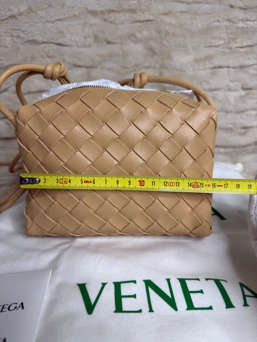 Bottega Veneta Mini Loop Intrecciato Beige