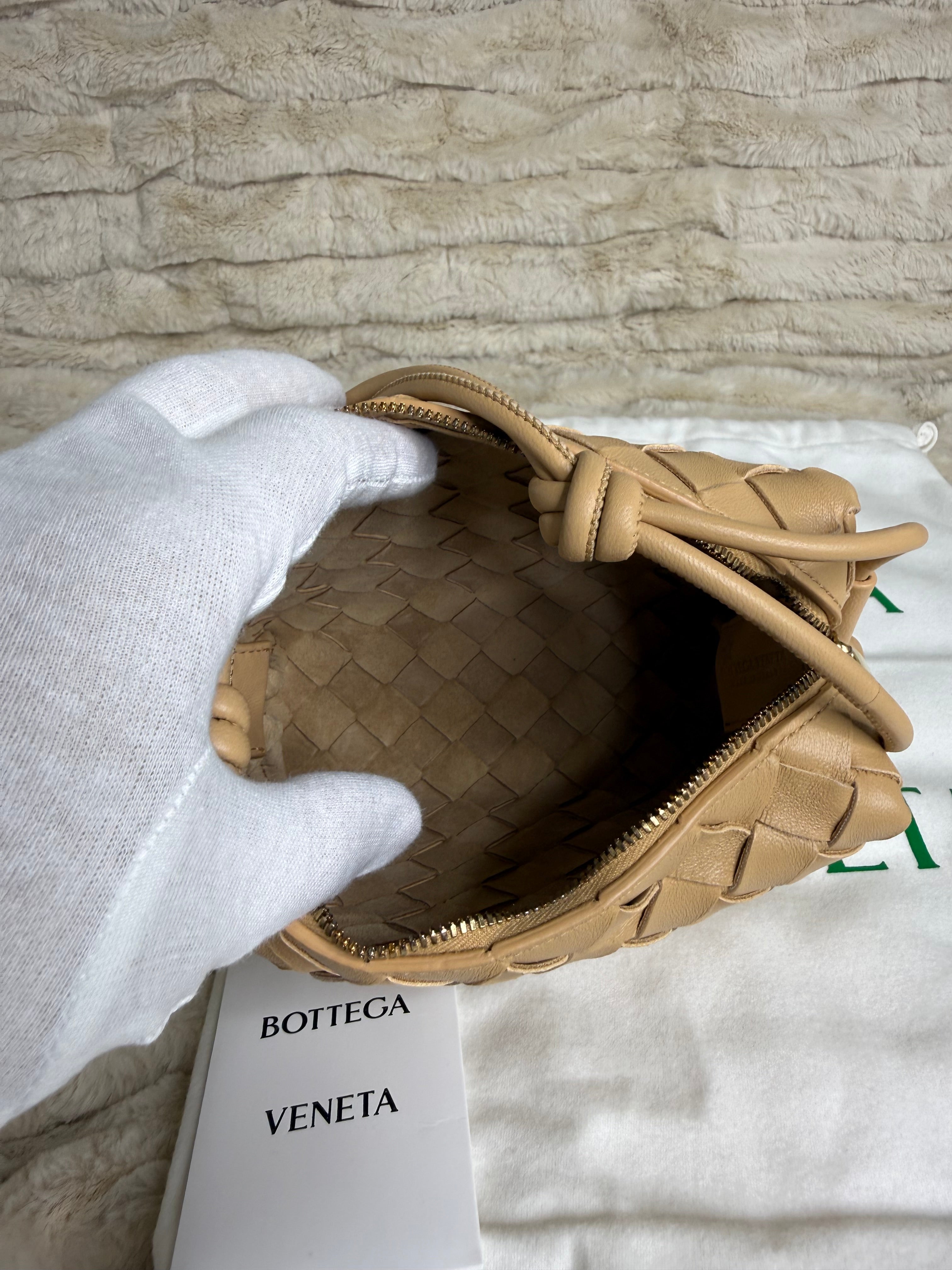 Bottega Veneta Mini Loop Intrecciato Beige